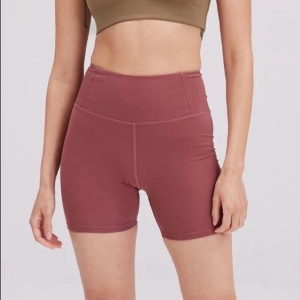 Girlfriend Collective FLOAT High-Rise Run Shorts in Fig (S)